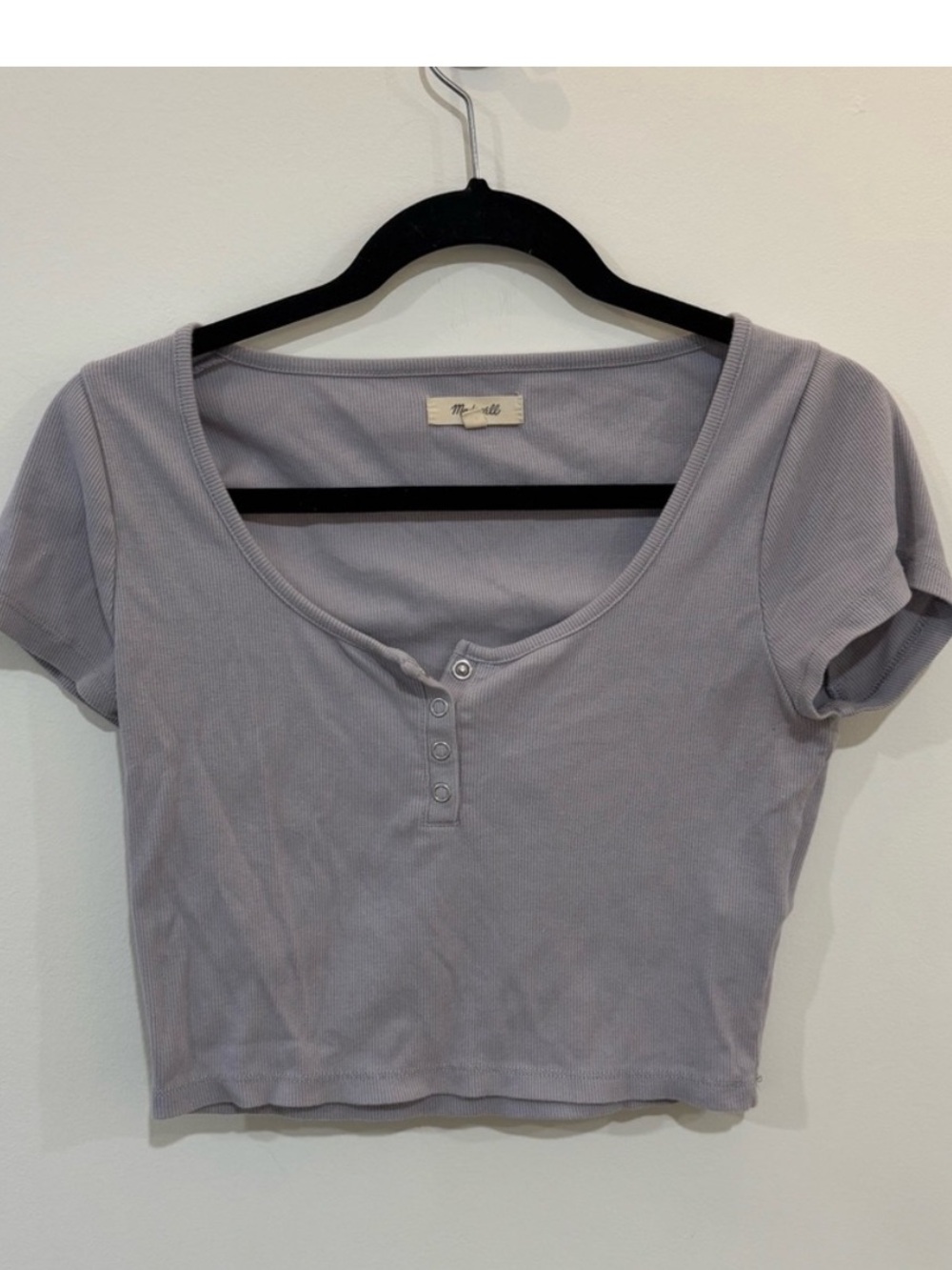 Madewell Ribbed Henley High-Crop Tee